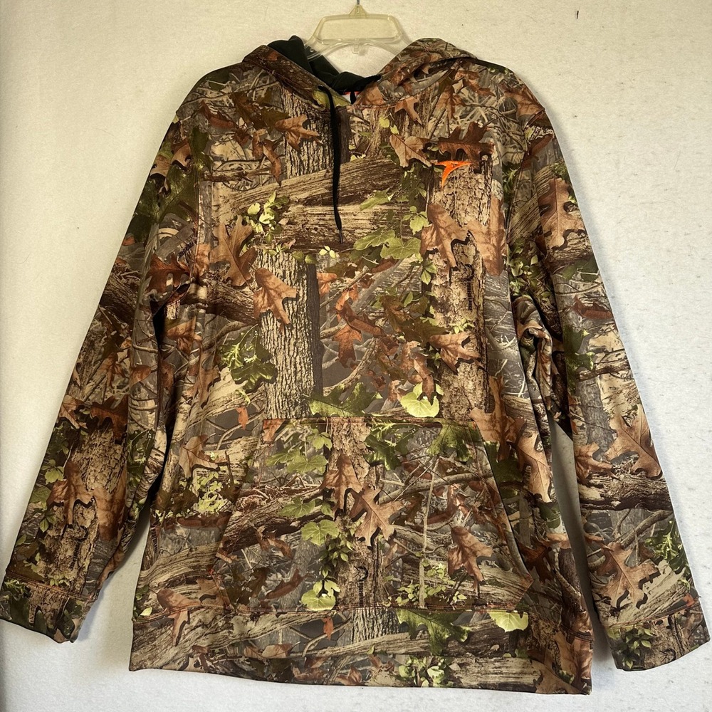 Plythal Men XXL Camo Performance Fleece Hoodie Realistic Forest Hunting Pullover